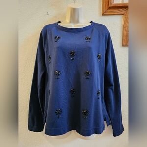 Banana Republic Embellished Navy Blue Women's Top M